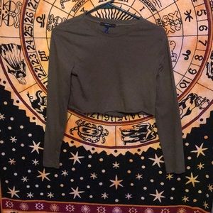 Army green forever 21 long sleeve crop top